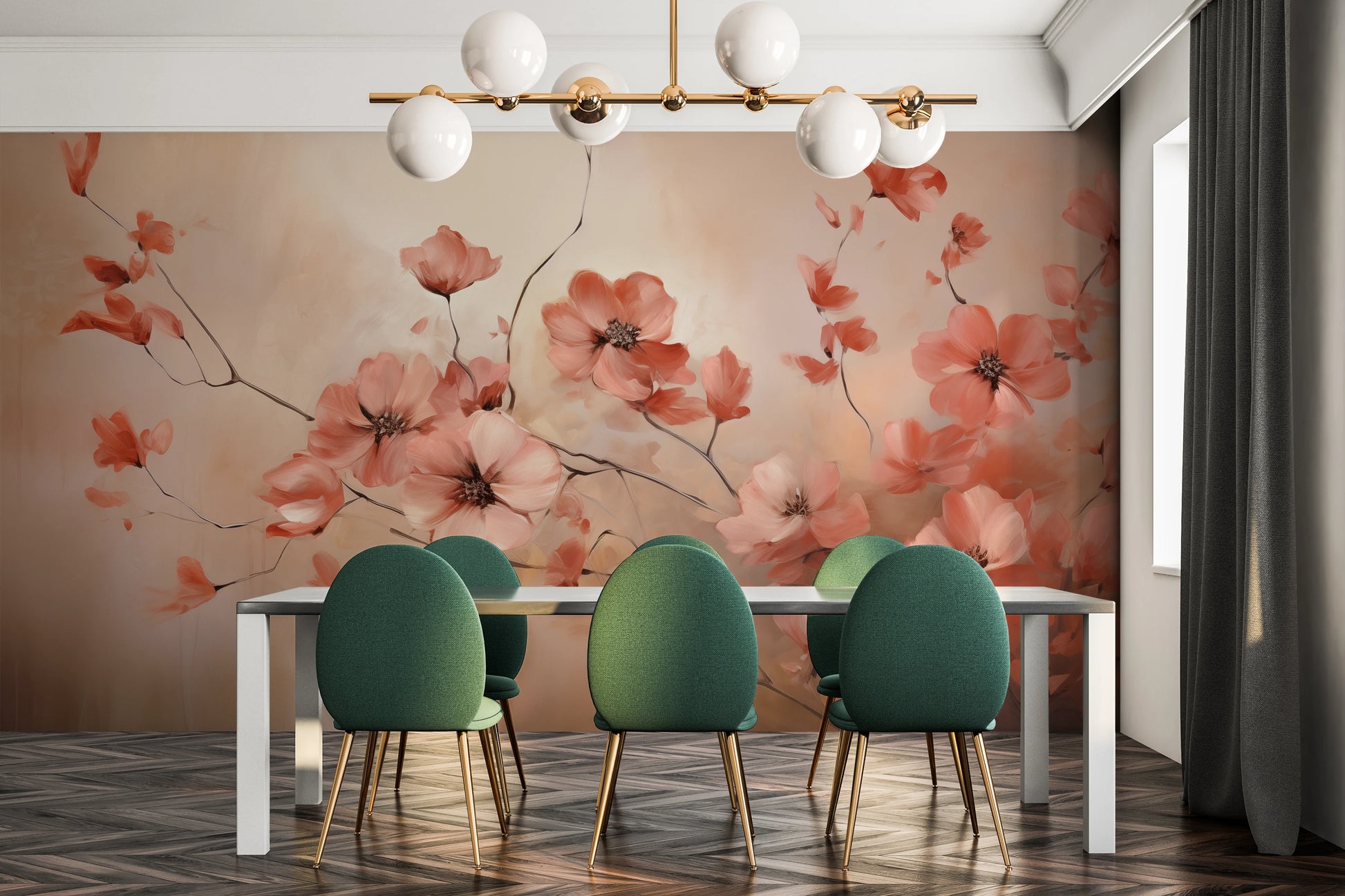 Fototapeta artystyczna o nazwie Subtle Coral Charms pokazana w aranżacji wnętrza.