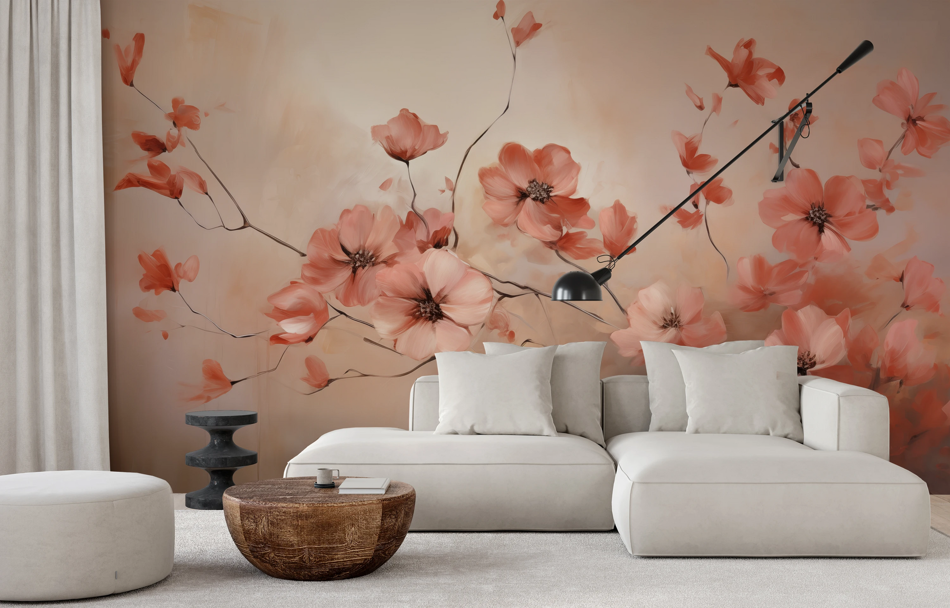 Fototapeta malowana o nazwie Subtle Coral Charms pokazana w aranżacji wnętrza.