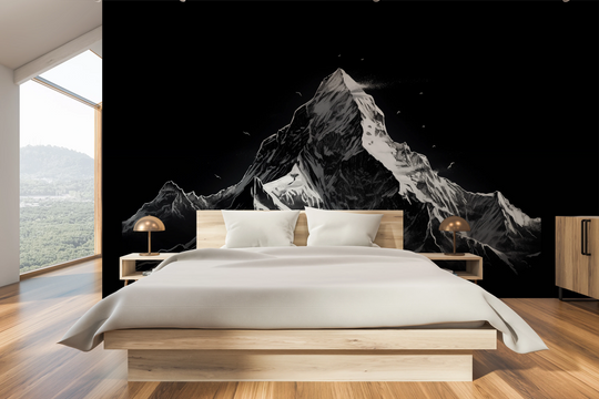 Wzór fototapety artystycznej o nazwie Monochromatic Majesty pokazanej w aranżacji wnętrza.