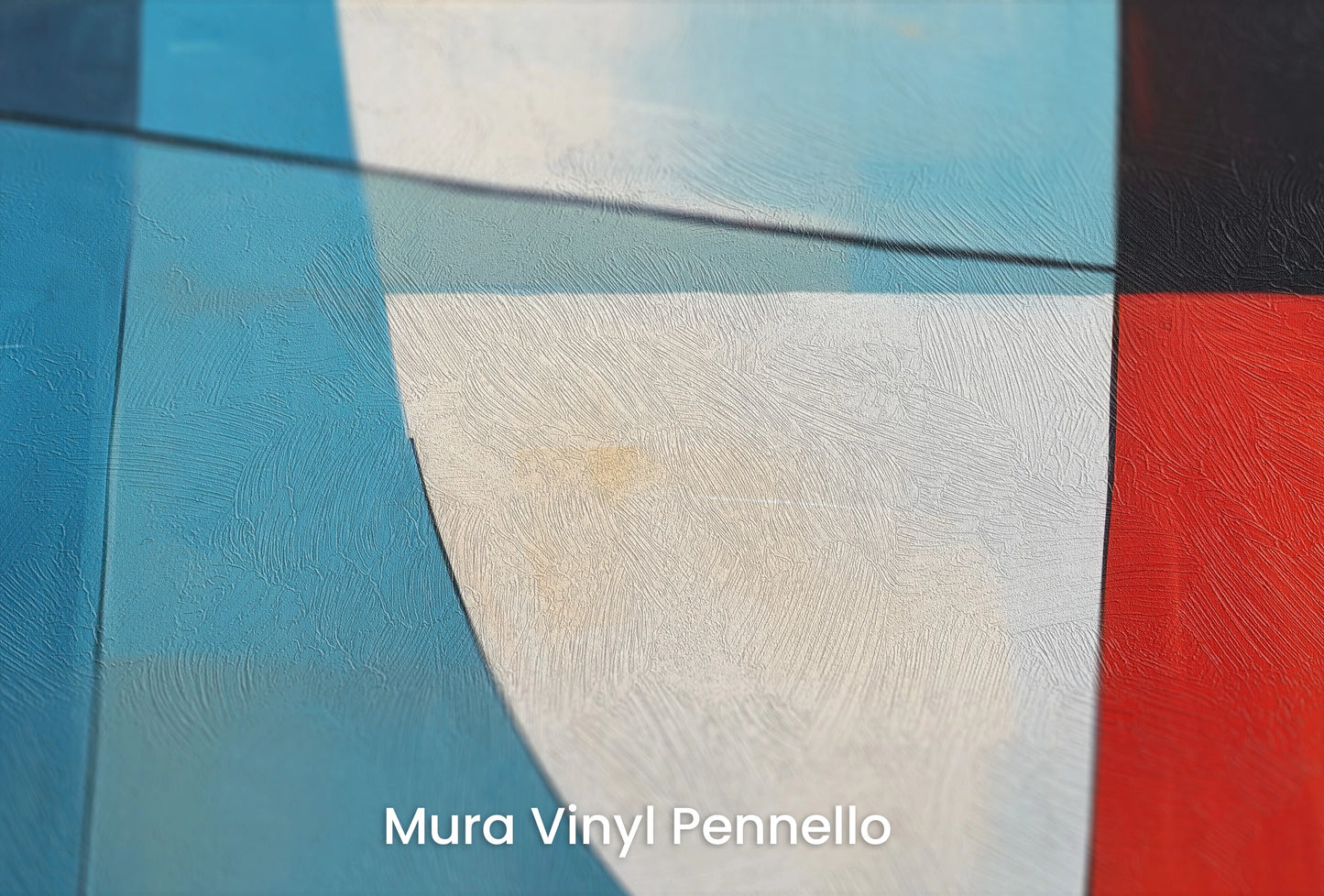 Zbliżenie na artystyczną fototapetę o nazwie Spherical Harmony in Blue na podłożu Mura Vinyl Pennello - faktura pociągnięć pędzla malarskiego.