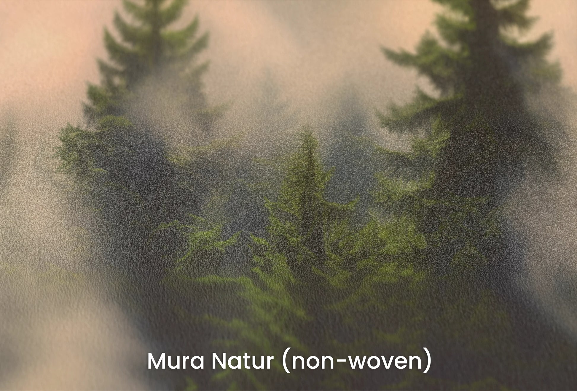 Zbliżenie na artystyczną fototapetę o nazwie Wschód nad Puszczą na podłożu Mura Natur (non-woven) - naturalne i ekologiczne podłoże.