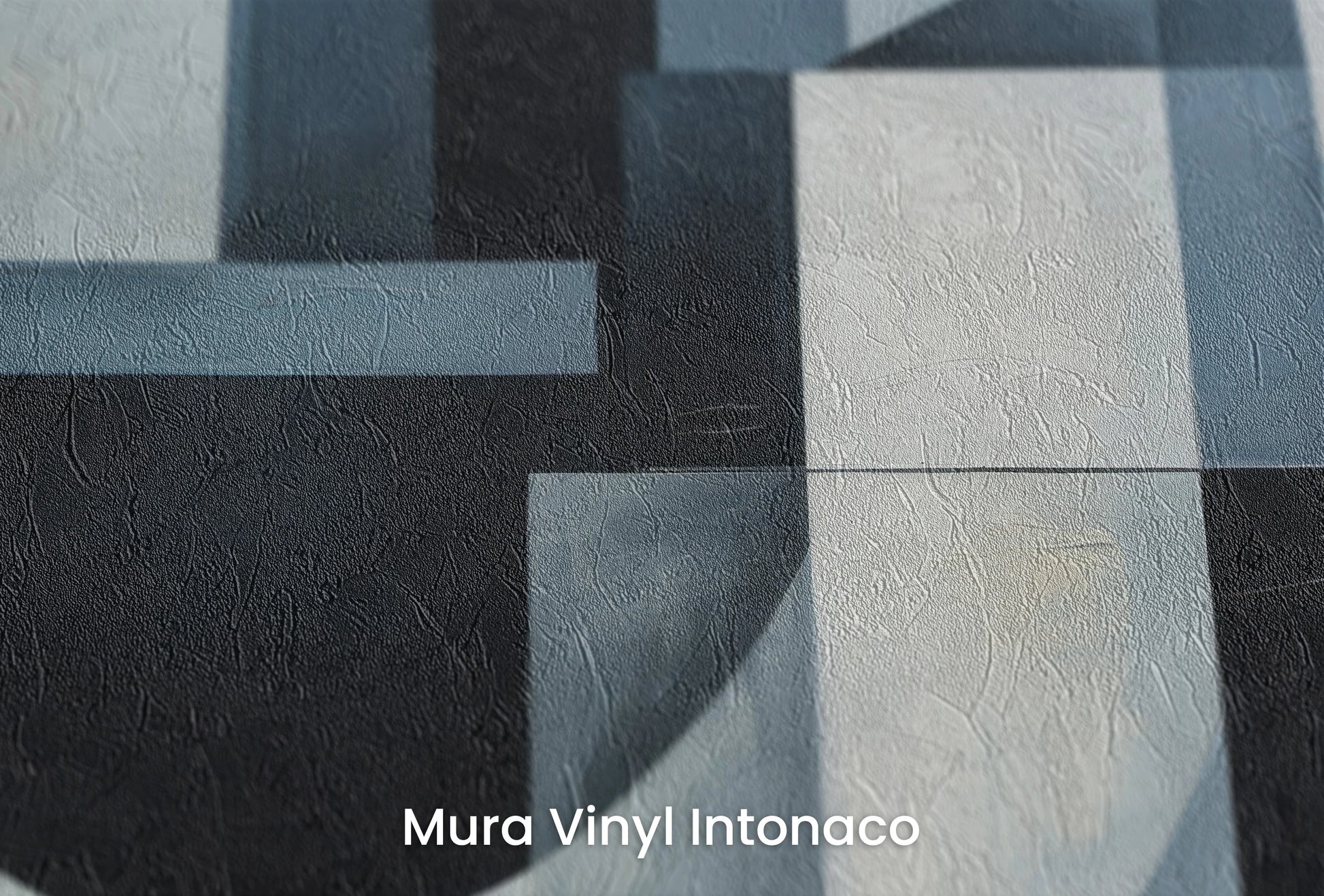 Zbliżenie na artystyczną fototapetę o nazwie Crescent Moon Geometry na podłożu Mura Vinyl Intonaco - struktura tartego tynku.