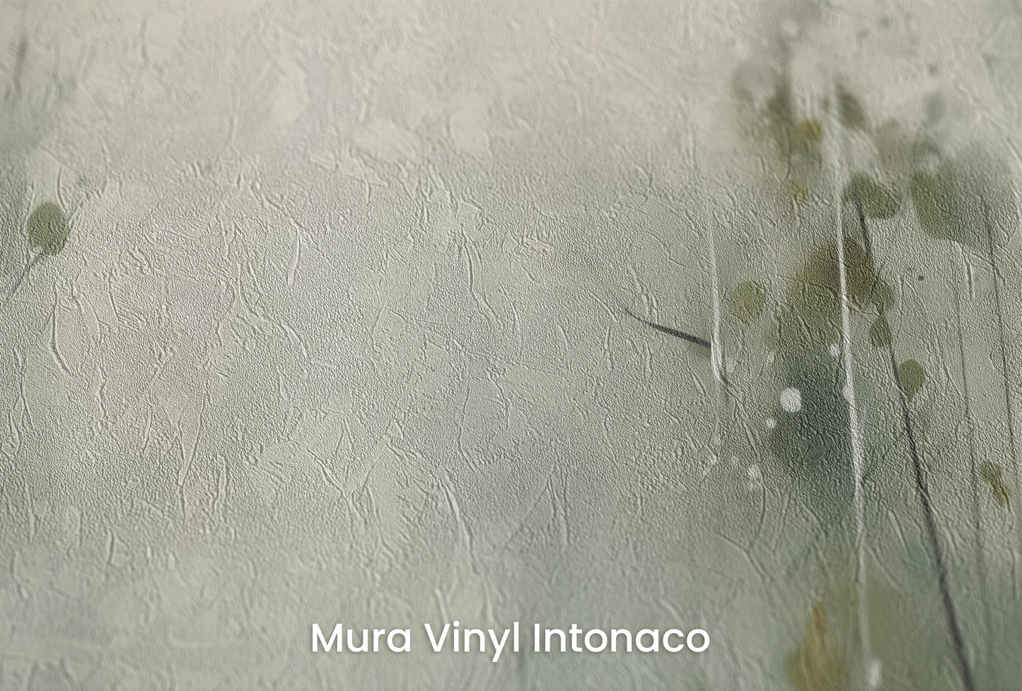 Zbliżenie na artystyczną fototapetę o nazwie Kwiaty w Mgle na podłożu Mura Vinyl Intonaco - struktura tartego tynku.