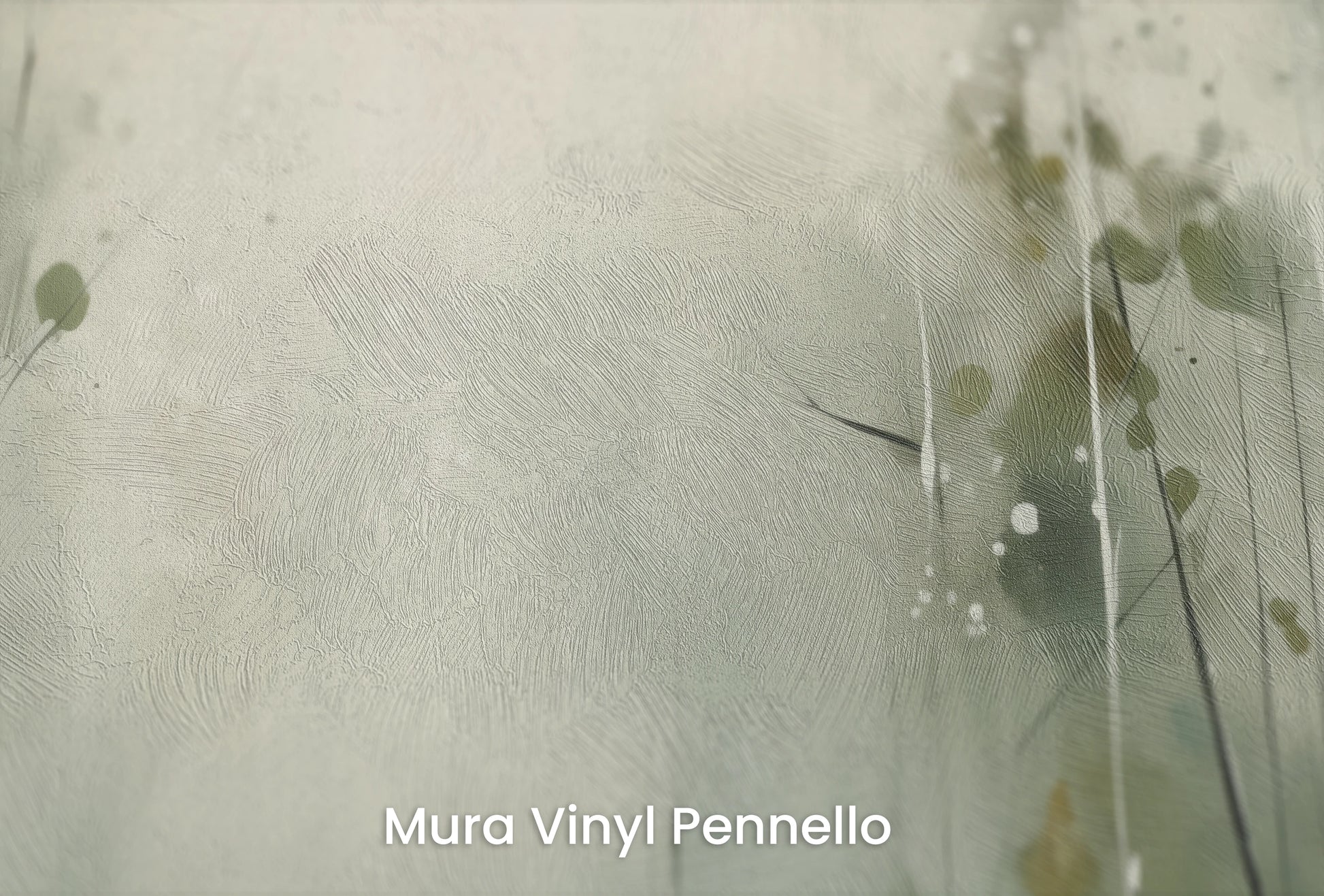 Zbliżenie na artystyczną fototapetę o nazwie Kwiaty w Mgle na podłożu Mura Vinyl Pennello - faktura pociągnięć pędzla malarskiego.