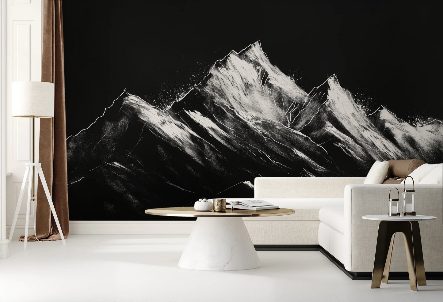 Wzór fototapety o nazwie Charcoal Edges pokazanej w kontekście pomieszczenia.