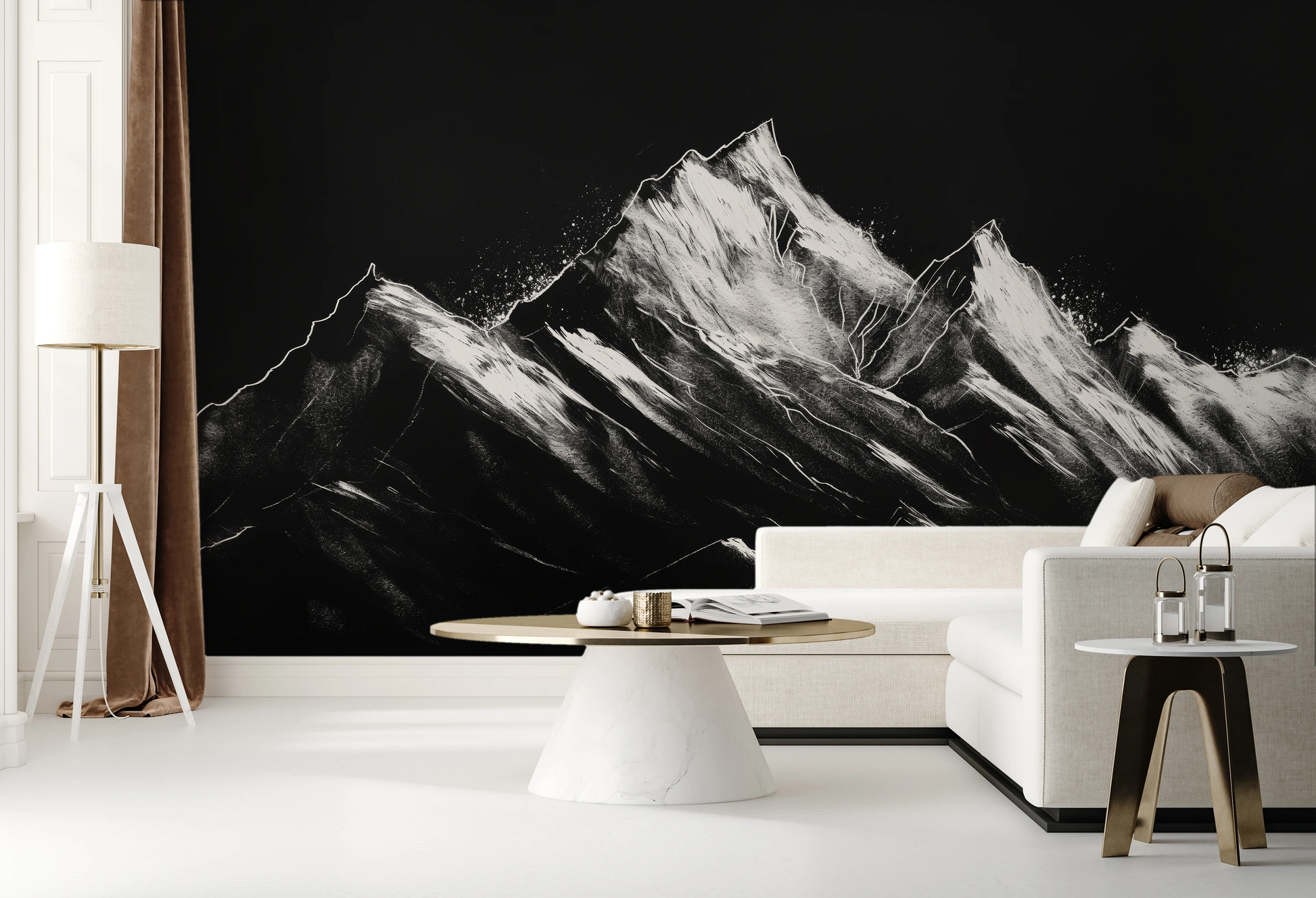Wzór fototapety o nazwie Charcoal Edges pokazanej w kontekście pomieszczenia.