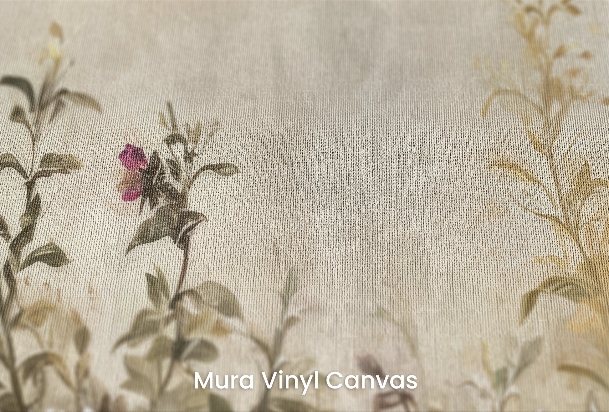 Zbliżenie na artystyczną fototapetę o nazwie Renaissance Garden na podłożu Mura Vinyl Canvas - faktura naturalnego płótna.