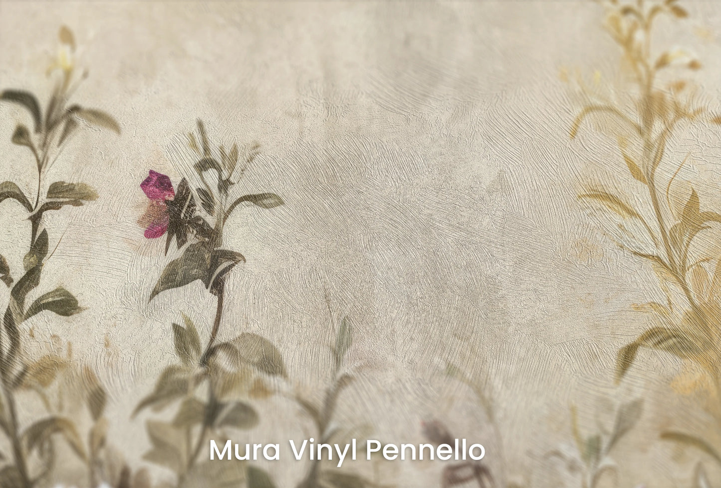 Zbliżenie na artystyczną fototapetę o nazwie Renaissance Garden na podłożu Mura Vinyl Pennello - faktura pociągnięć pędzla malarskiego.