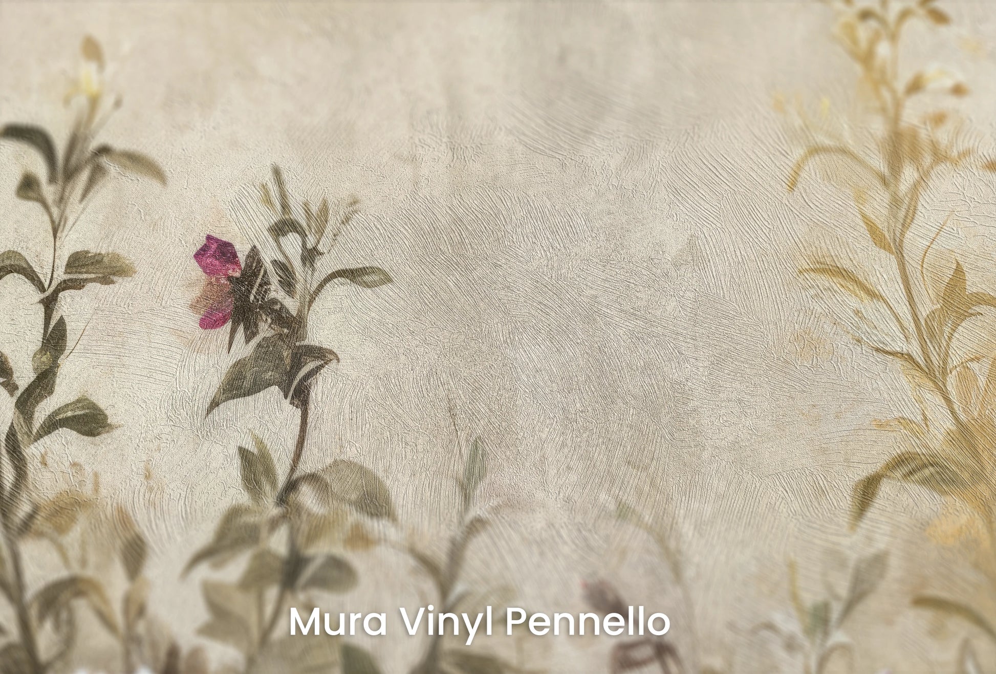 Zbliżenie na artystyczną fototapetę o nazwie Renaissance Garden na podłożu Mura Vinyl Pennello - faktura pociągnięć pędzla malarskiego.