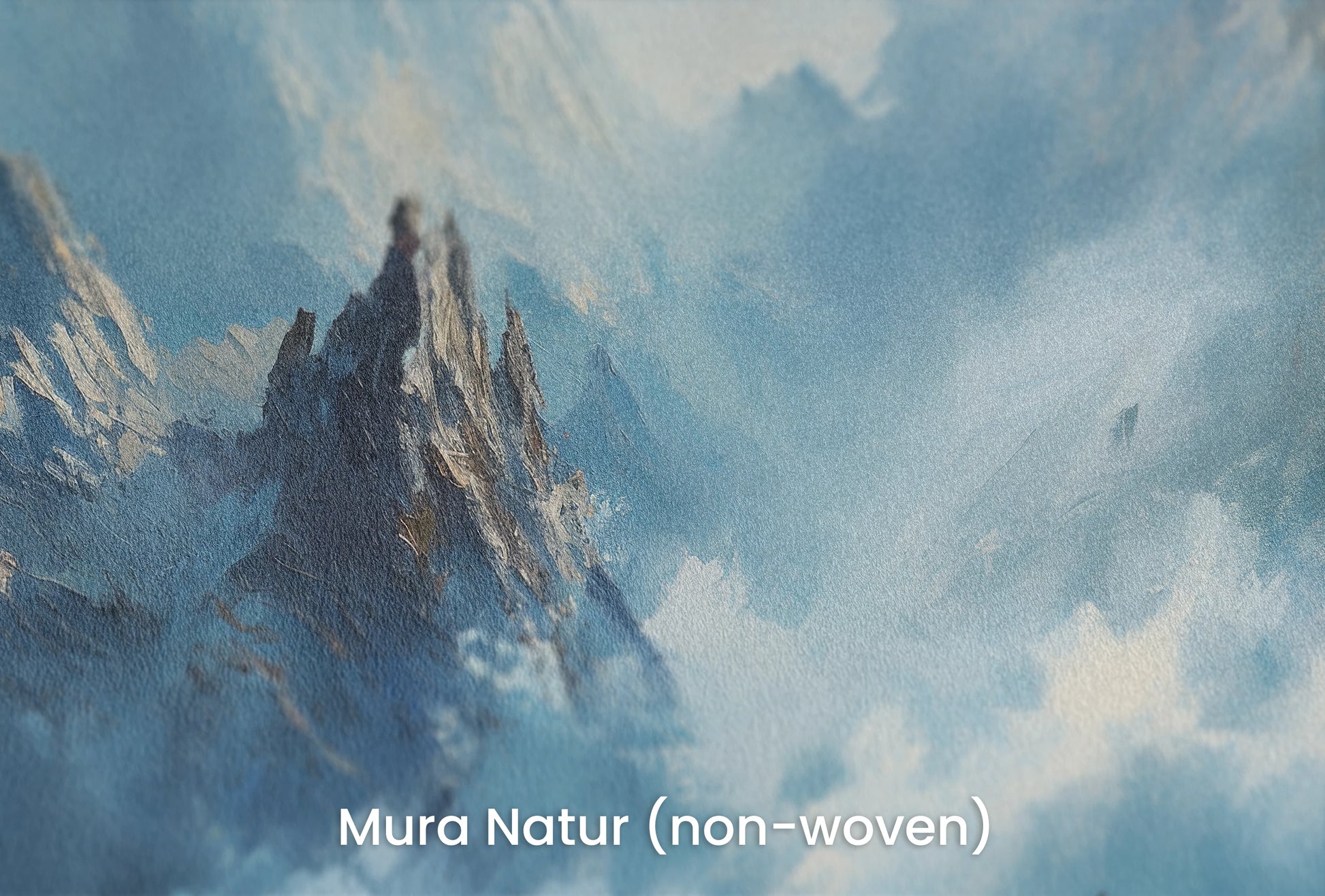 Zbliżenie na artystyczną fototapetę o nazwie Cerulean Mist na podłożu Mura Natur (non-woven) - naturalne i ekologiczne podłoże.