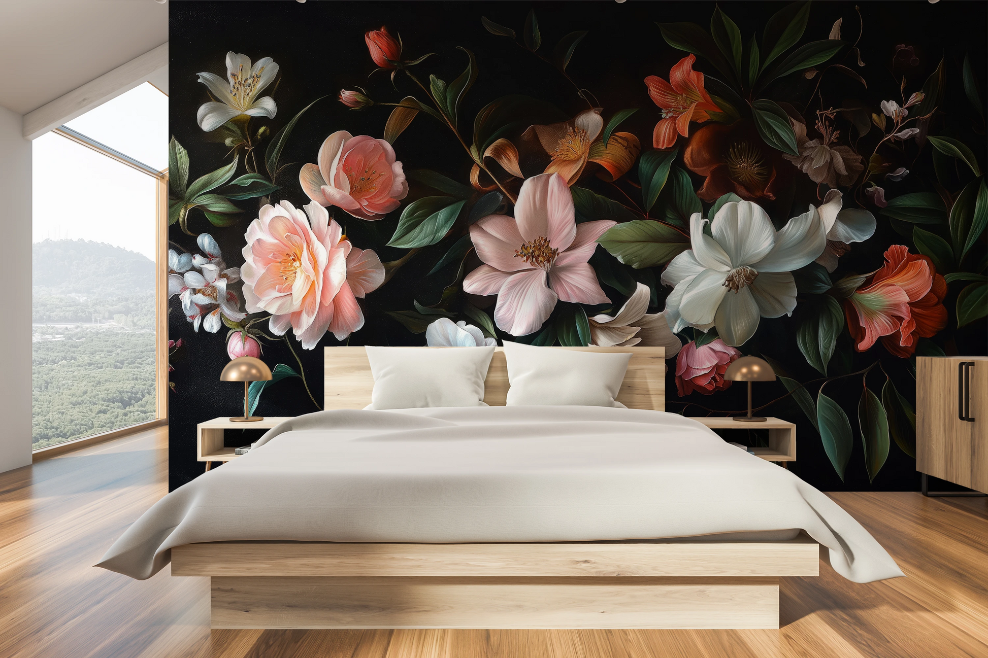 Fototapeta artystyczna o nazwie Aged Floral Tapestry pokazana w aranżacji wnętrza.