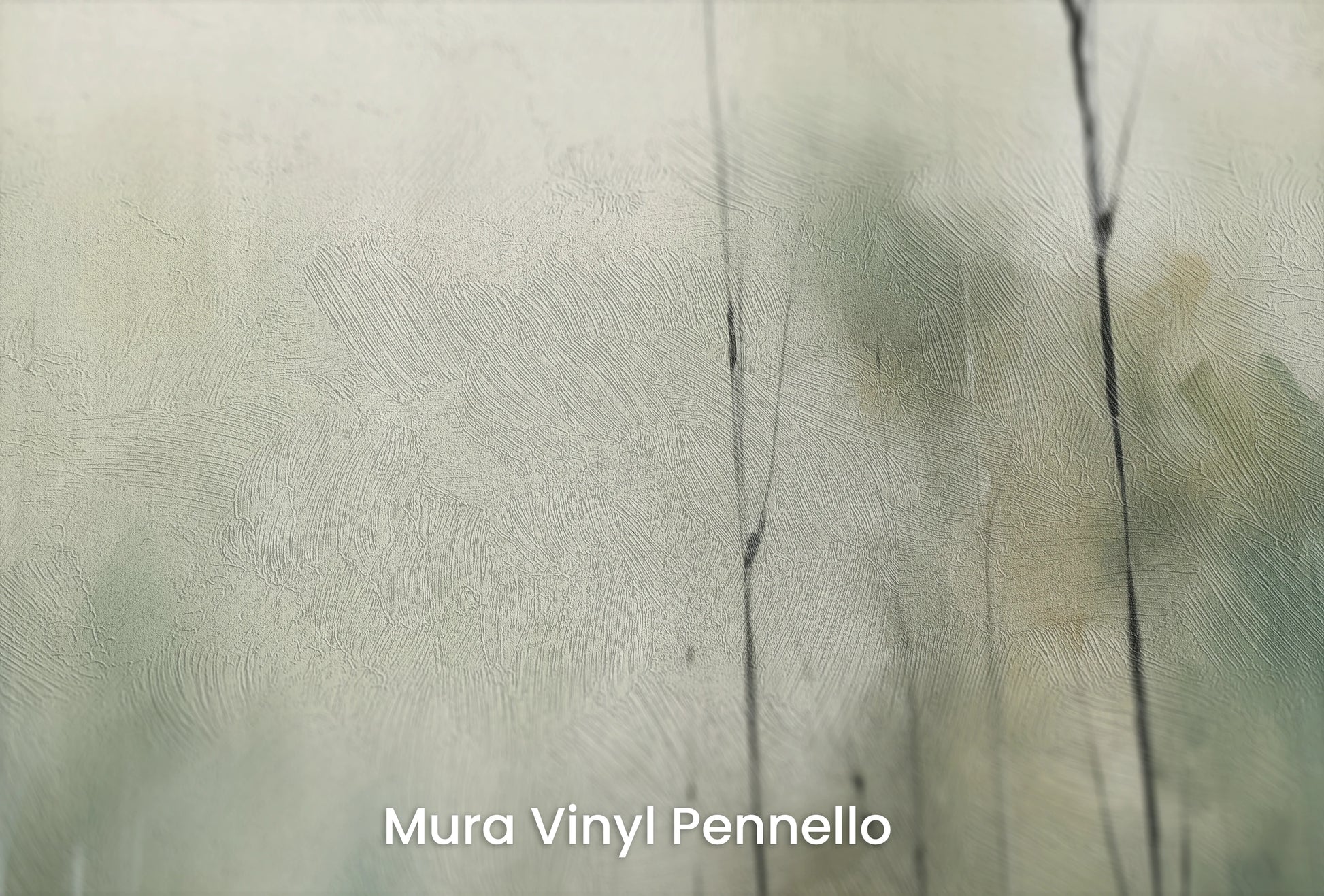 Zbliżenie na artystyczną fototapetę o nazwie Mgielne Drzewa na podłożu Mura Vinyl Pennello - faktura pociągnięć pędzla malarskiego.