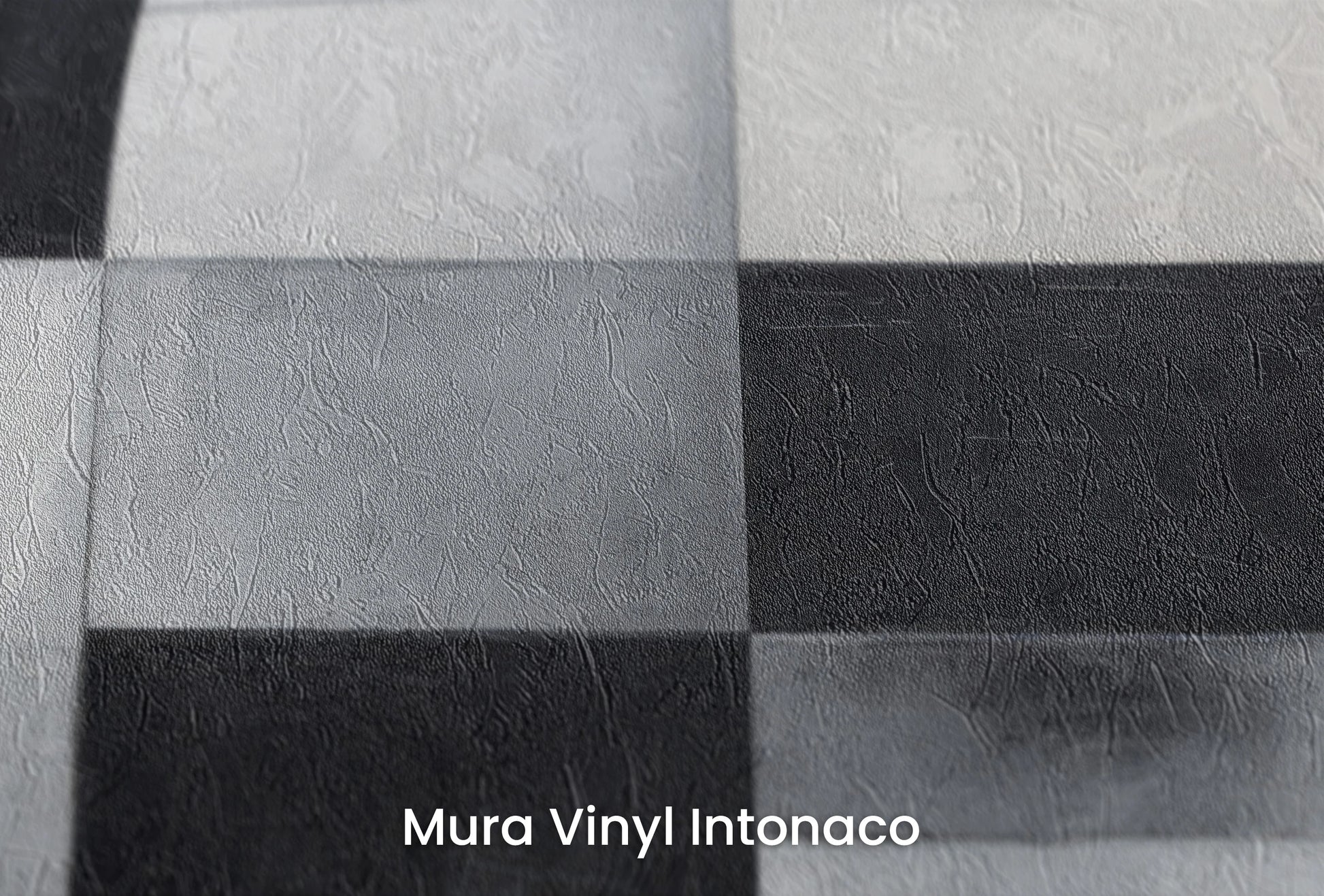 Zbliżenie na artystyczną fototapetę o nazwie Monochrome Crescent Intersection na podłożu Mura Vinyl Intonaco - struktura tartego tynku.