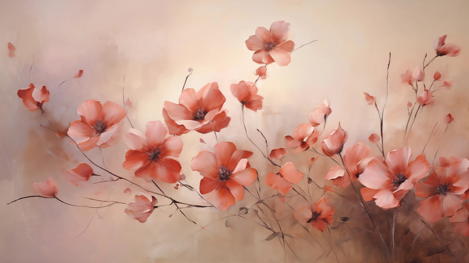 Prezentacja całego wzoru fototapety o nazwie Dawn Petal Dance