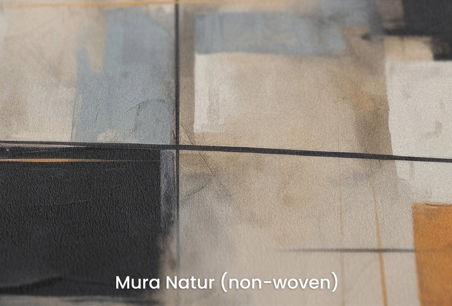 Zbliżenie na artystyczną fototapetę o nazwie Harmonious Geometric Patchwork na podłożu Mura Natur (non-woven) - naturalne i ekologiczne podłoże.