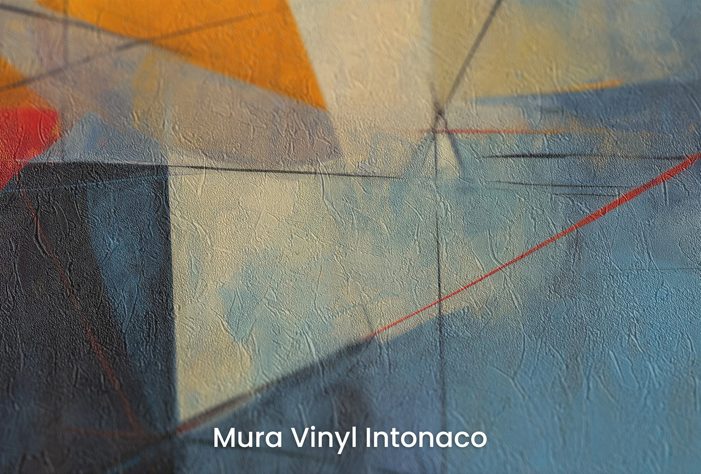 Zbliżenie na artystyczną fototapetę o nazwie Geometric Sunrise #2 na podłożu Mura Vinyl Intonaco - struktura tartego tynku.