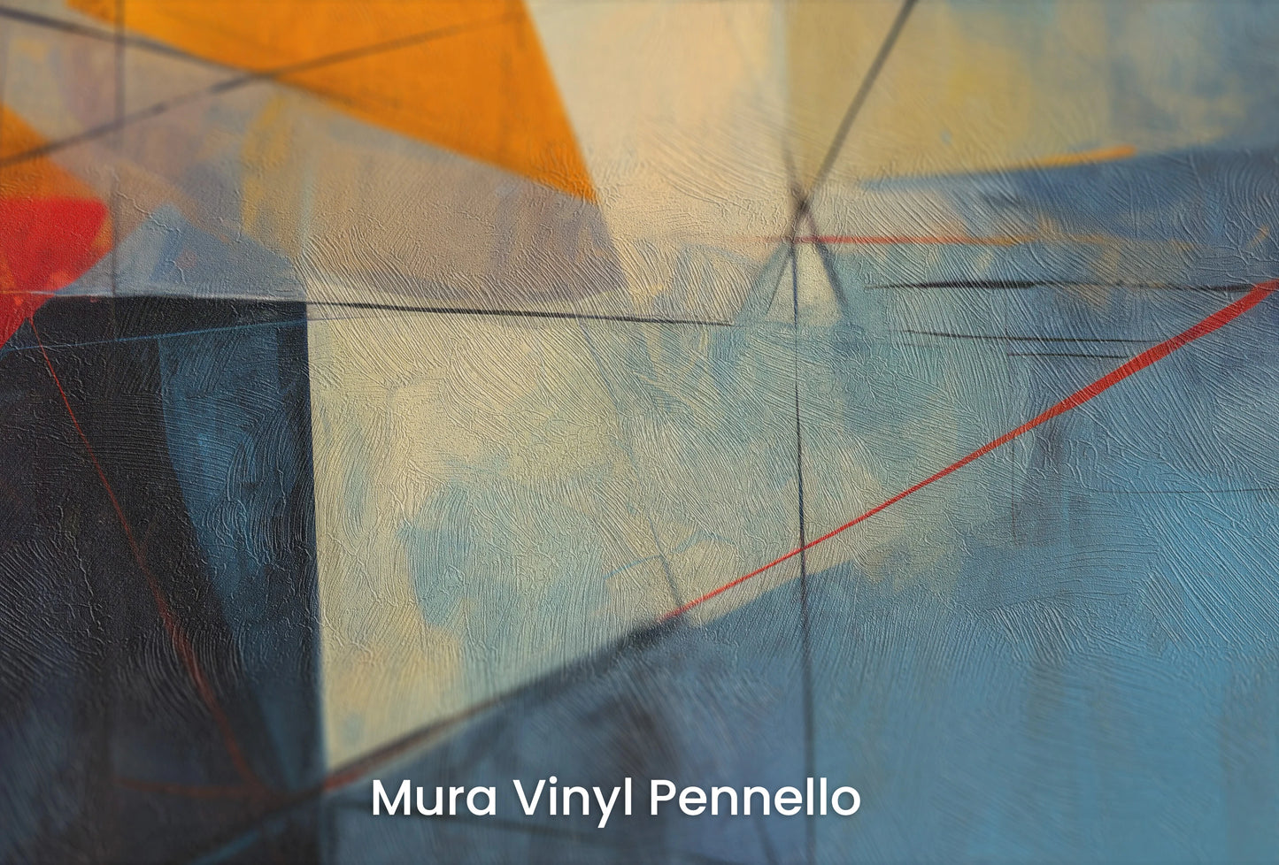 Zbliżenie na artystyczną fototapetę o nazwie Geometric Sunrise #2 na podłożu Mura Vinyl Pennello - faktura pociągnięć pędzla malarskiego.