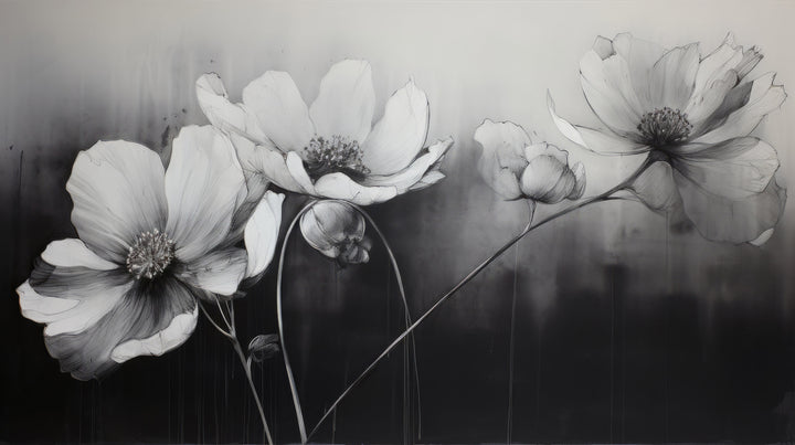 Prezentacja całego wzoru fototapety o nazwie SILVER PETALS DANCE