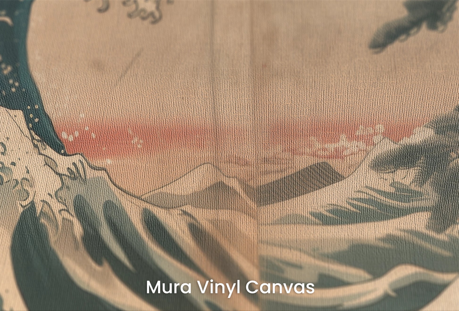 Zbliżenie na artystyczną fototapetę o nazwie Pine Crest Wave na podłożu Mura Vinyl Canvas - faktura naturalnego płótna.