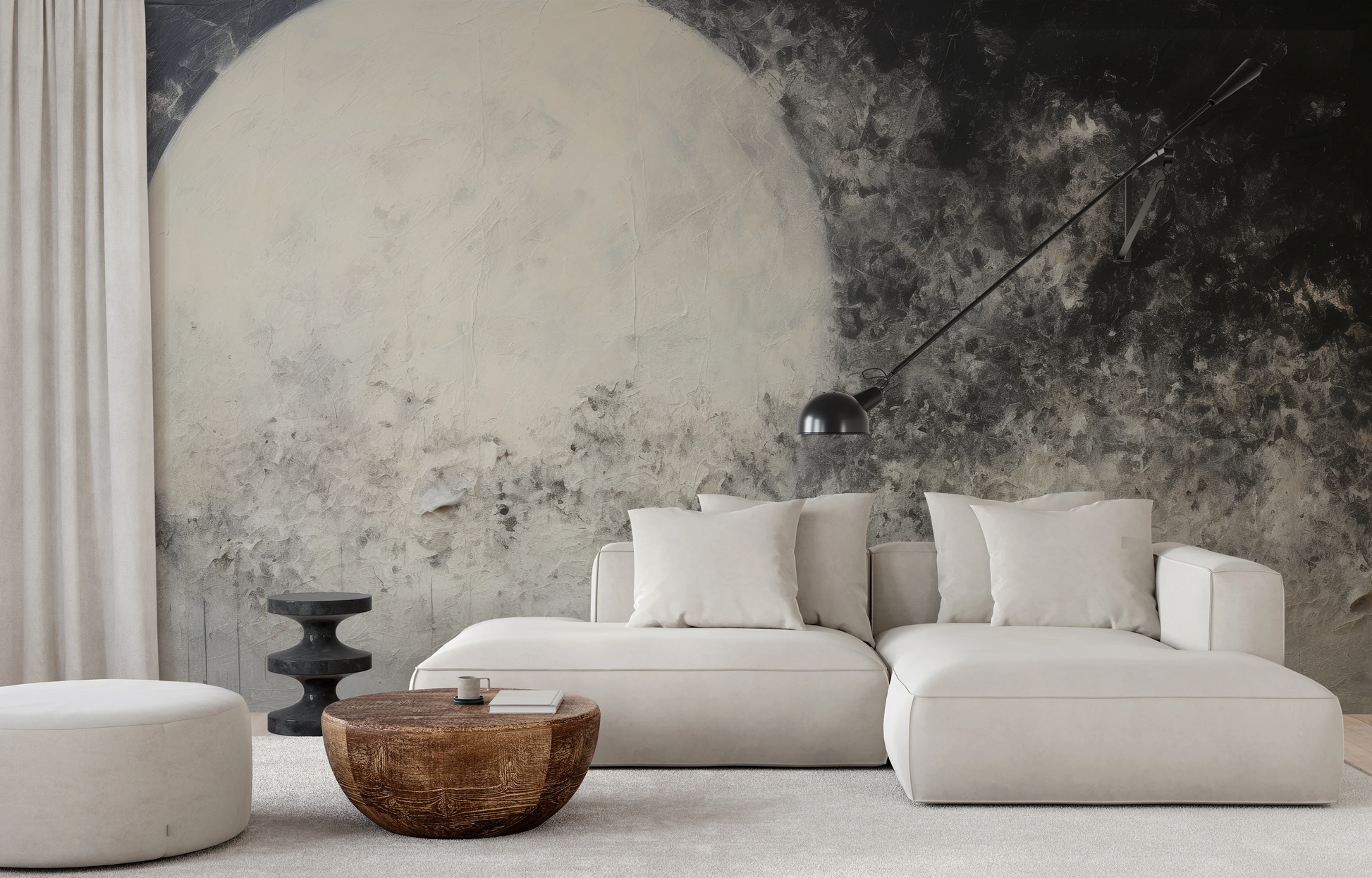 Fototapeta malowana o nazwie Full Moon Calm pokazana w aranżacji wnętrza.