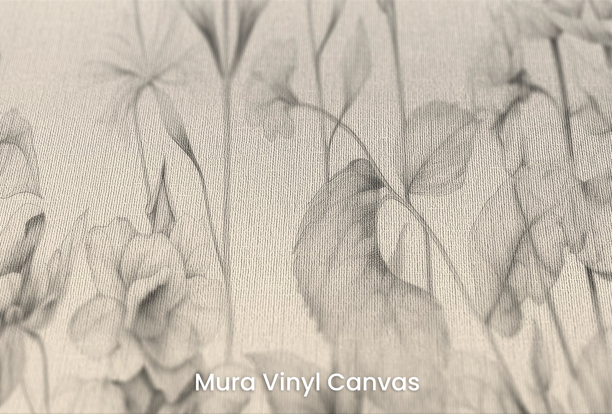 Zbliżenie na artystyczną fototapetę o nazwie Ethereal Bloom na podłożu Mura Vinyl Canvas - faktura naturalnego płótna.
