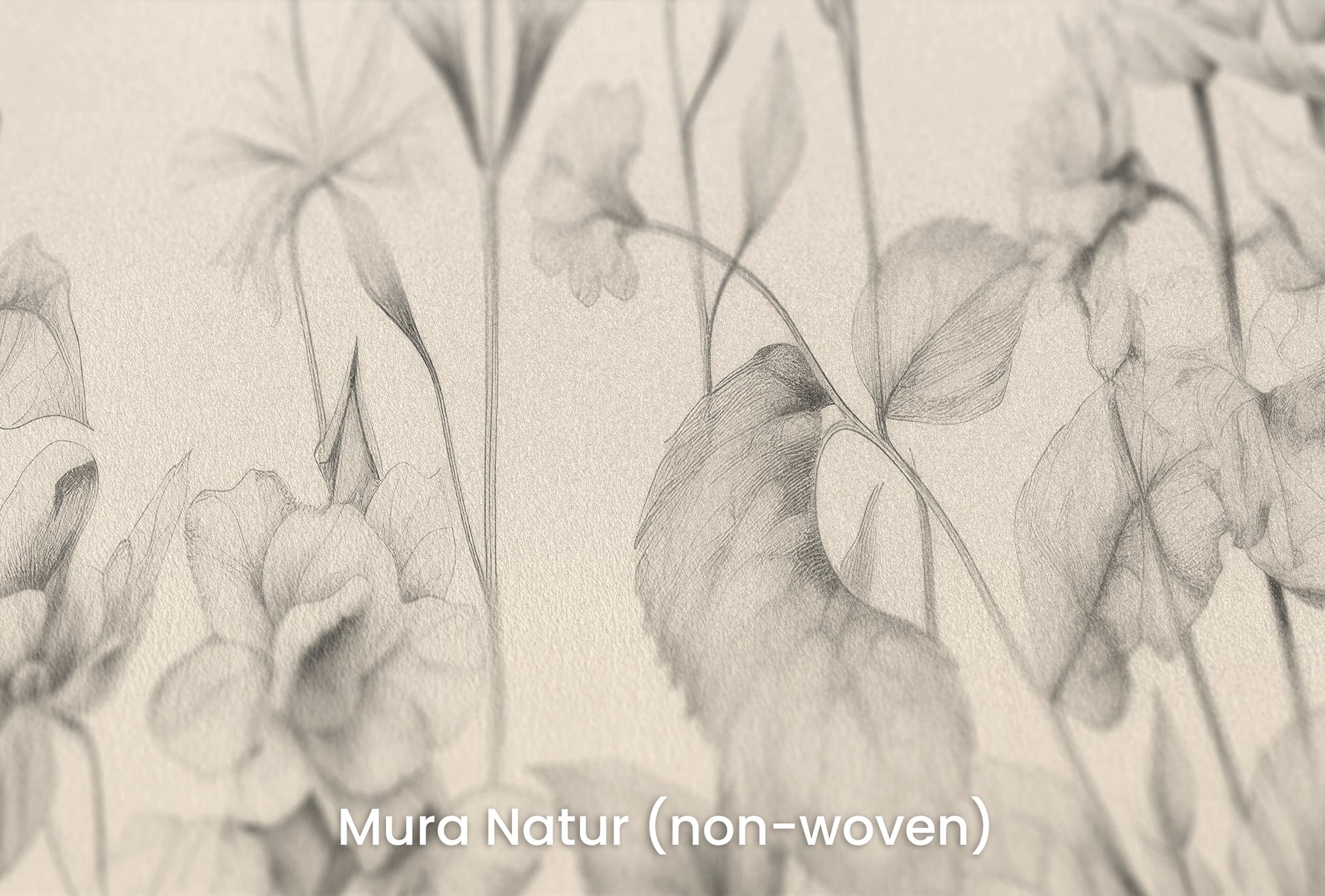Zbliżenie na artystyczną fototapetę o nazwie Ethereal Bloom na podłożu Mura Natur (non-woven) - naturalne i ekologiczne podłoże.