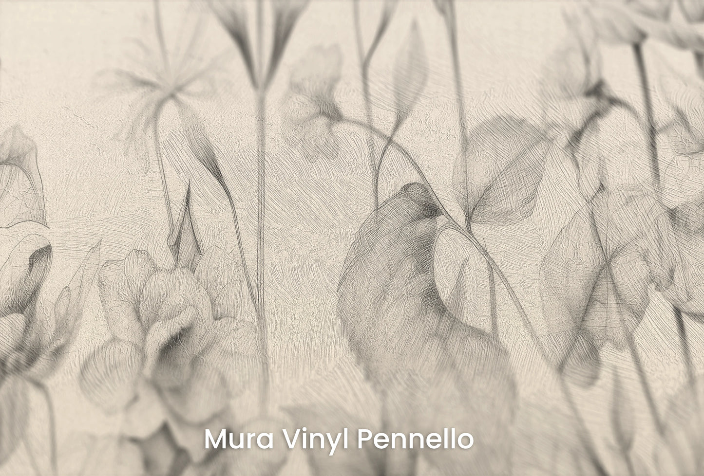 Zbliżenie na artystyczną fototapetę o nazwie Ethereal Bloom na podłożu Mura Vinyl Pennello - faktura pociągnięć pędzla malarskiego.