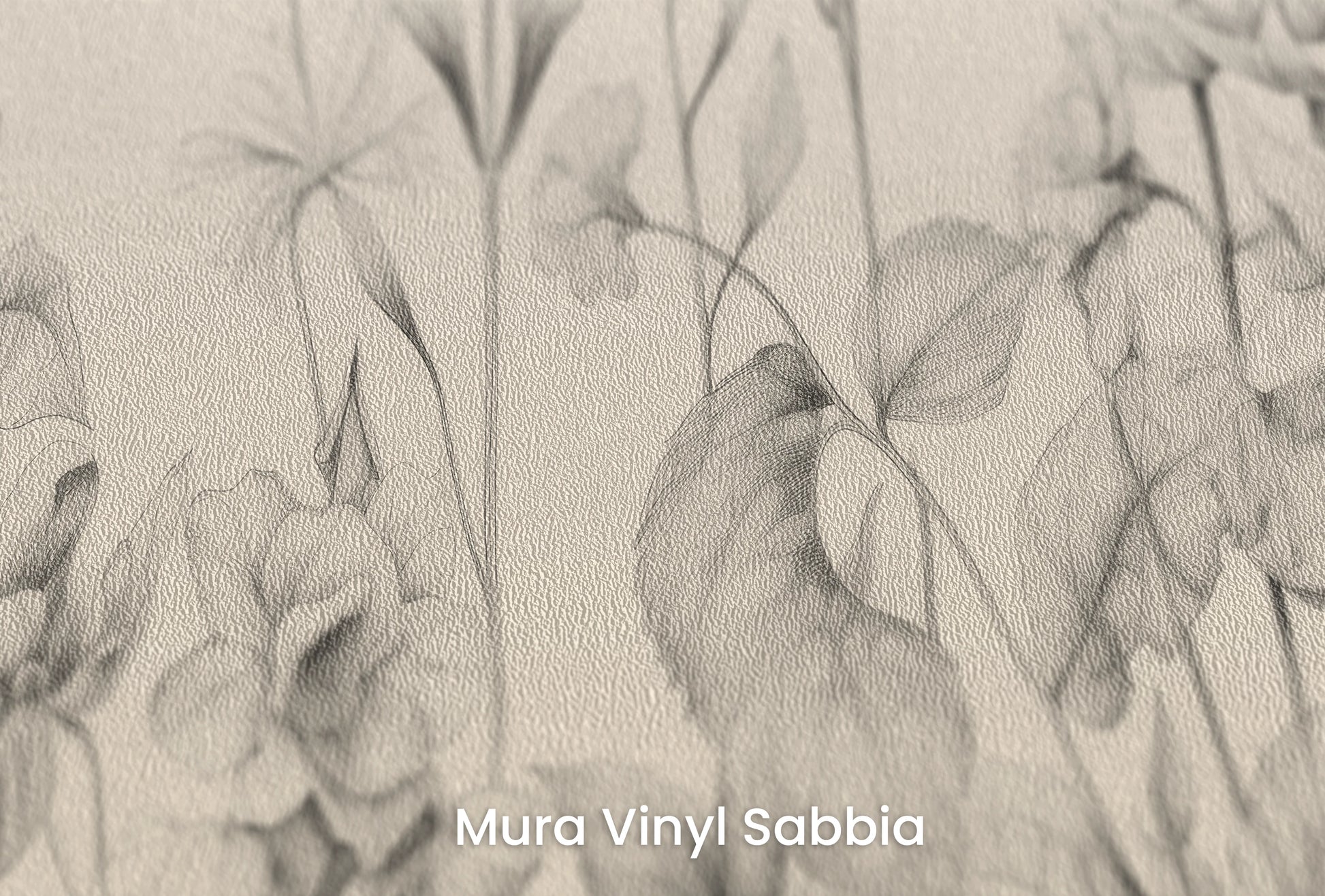 Zbliżenie na artystyczną fototapetę o nazwie Ethereal Bloom na podłożu Mura Vinyl Sabbia struktura grubego ziarna piasku.