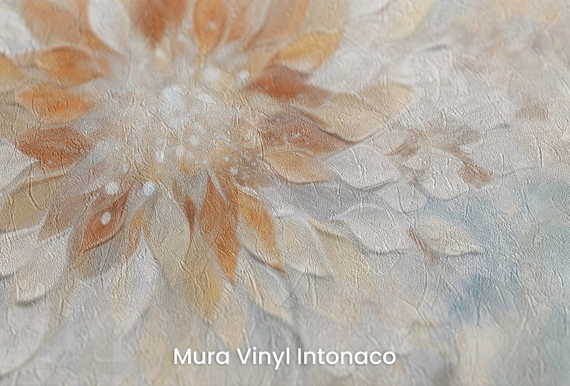 Zbliżenie na artystyczną fototapetę o nazwie Serene Lotus na podłożu Mura Vinyl Intonaco - struktura tartego tynku.