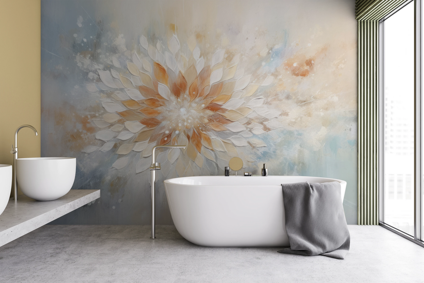 Fototapeta malowana o nazwie Serene Lotus pokazana w aranżacji wnętrza.