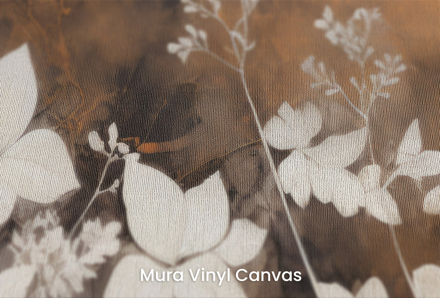 Zbliżenie na artystyczną fototapetę o nazwie Ethereal Flora na podłożu Mura Vinyl Canvas - faktura naturalnego płótna.