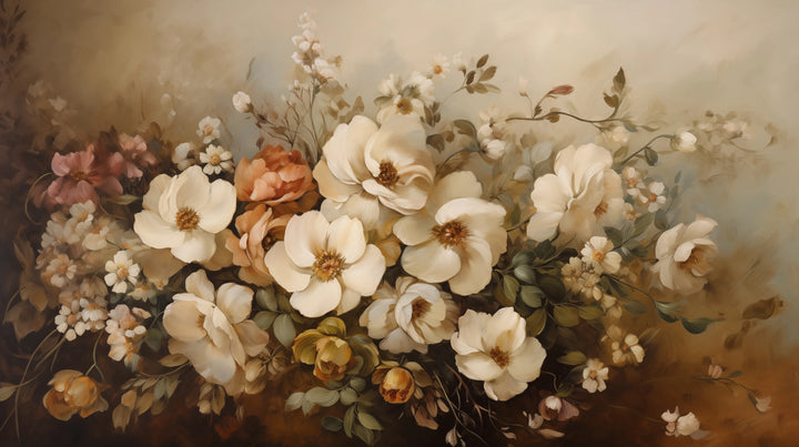 Prezentacja całego wzoru fototapety o nazwie Classic Floral Harmony