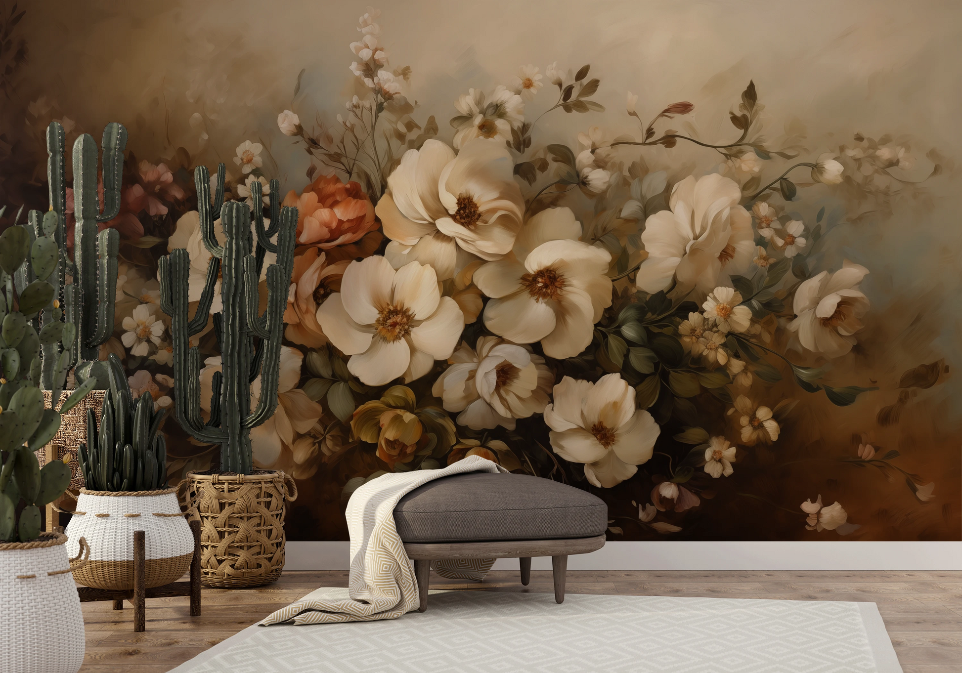 Fototapeta o nazwie Classic Floral Harmony użyta w aranzacji wnętrza.