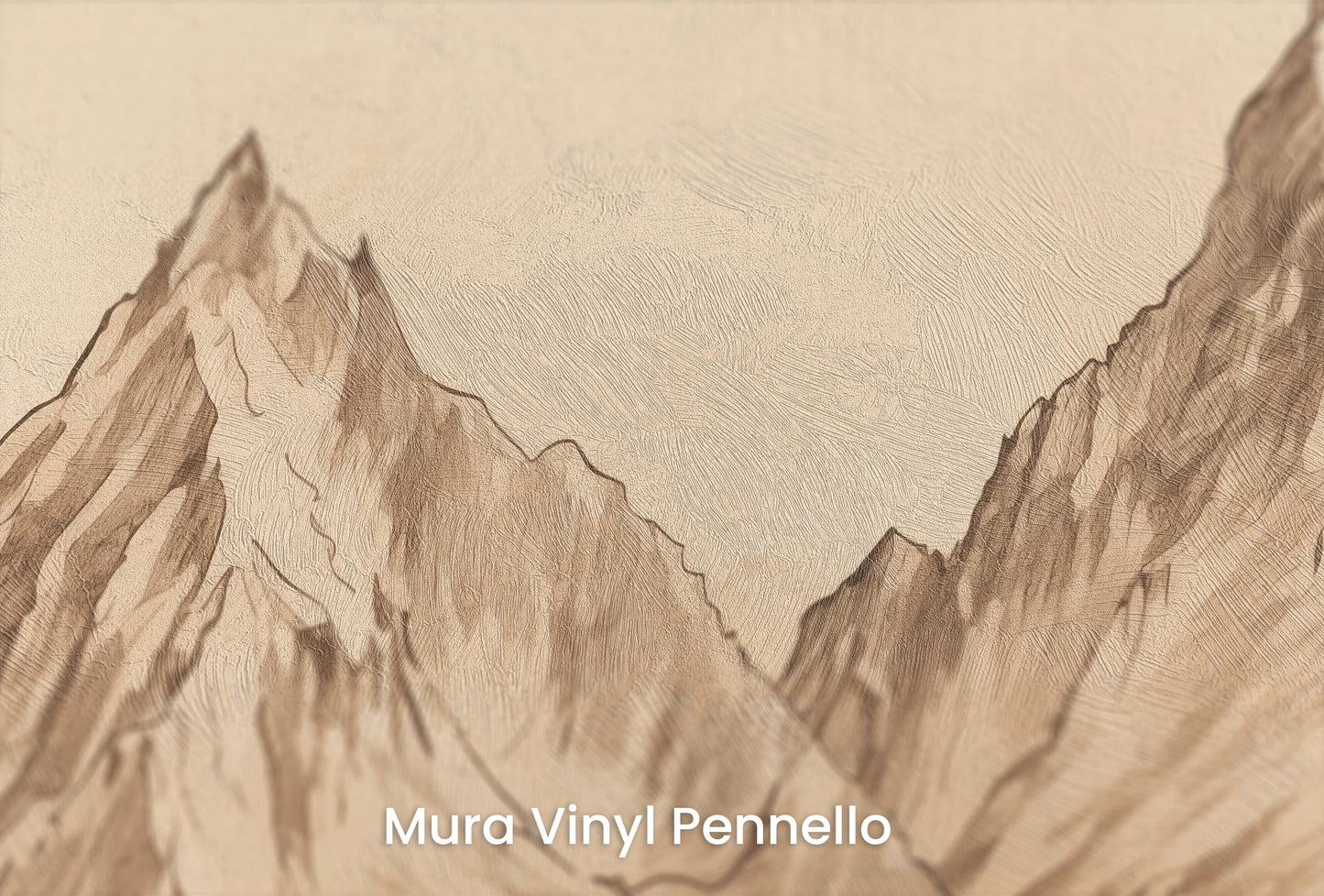 Zbliżenie na artystyczną fototapetę o nazwie Sepia Mountain Range na podłożu Mura Vinyl Pennello - faktura pociągnięć pędzla malarskiego.