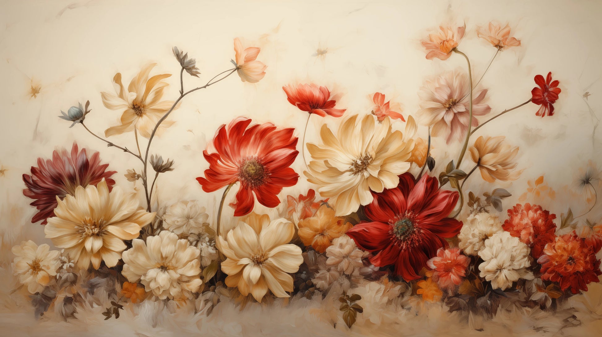 Prezentacja całego wzoru fototapety o nazwie Autumn Floral Bouquet