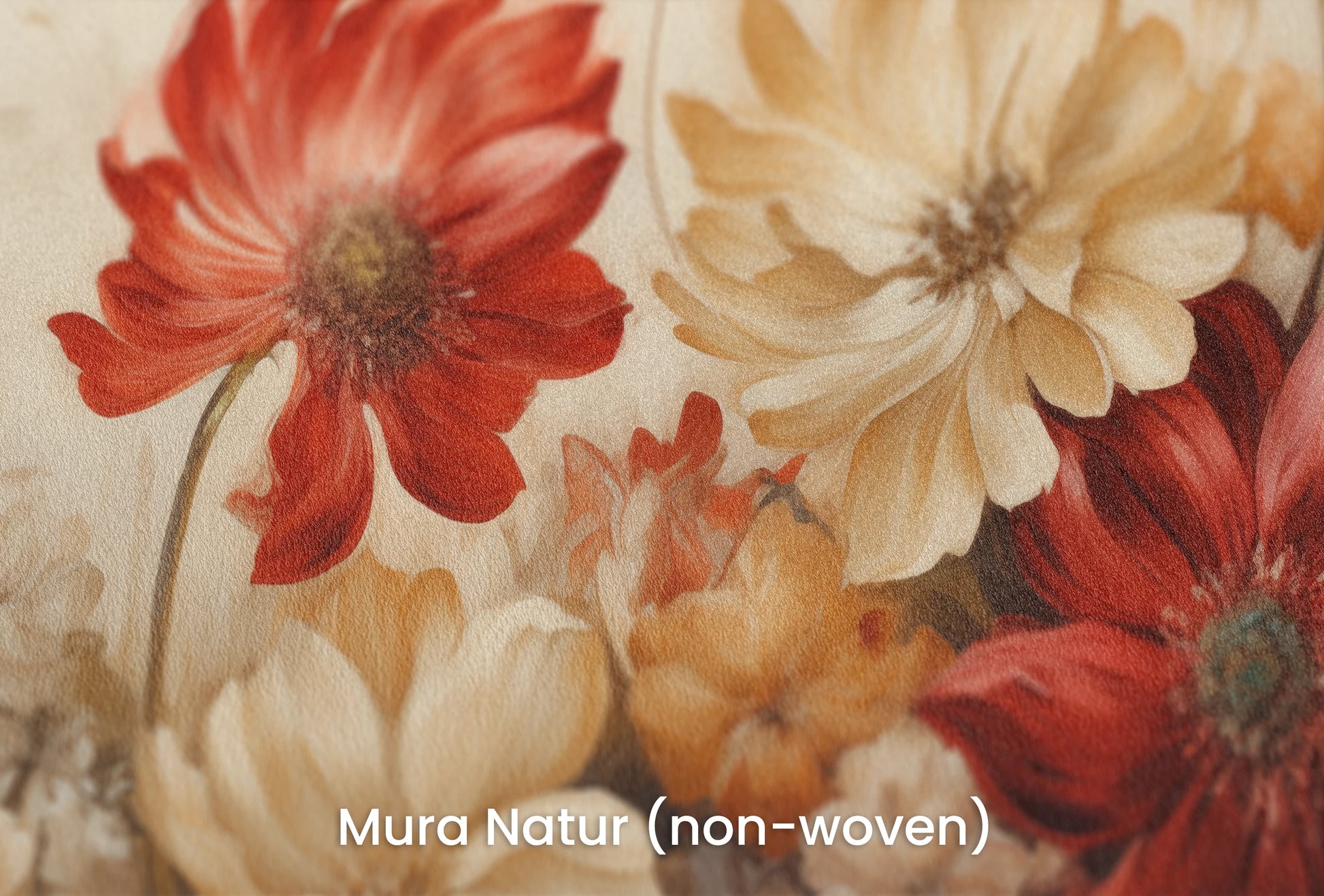 Zbliżenie na artystyczną fototapetę o nazwie Autumn Floral Bouquet na podłożu Mura Natur (non-woven) - naturalne i ekologiczne podłoże.