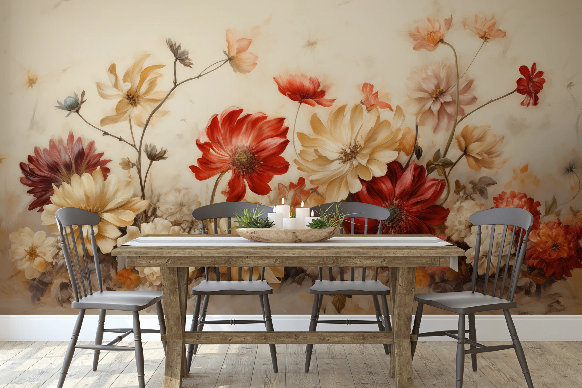 Fototapeta artystyczna o nazwie Autumn Floral Bouquet pokazana w aranżacji wnętrza.