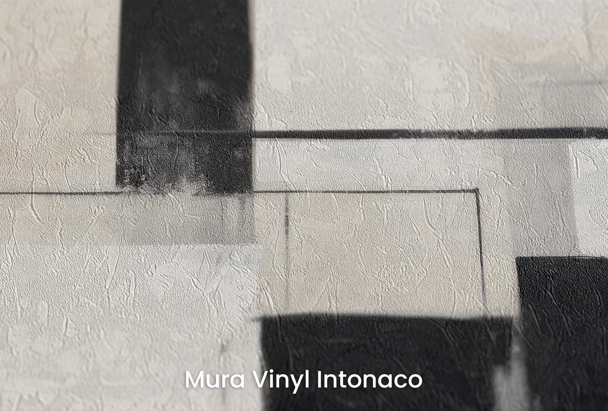 Zbliżenie na artystyczną fototapetę o nazwie Geometric Harmony #4 na podłożu Mura Vinyl Intonaco - struktura tartego tynku.