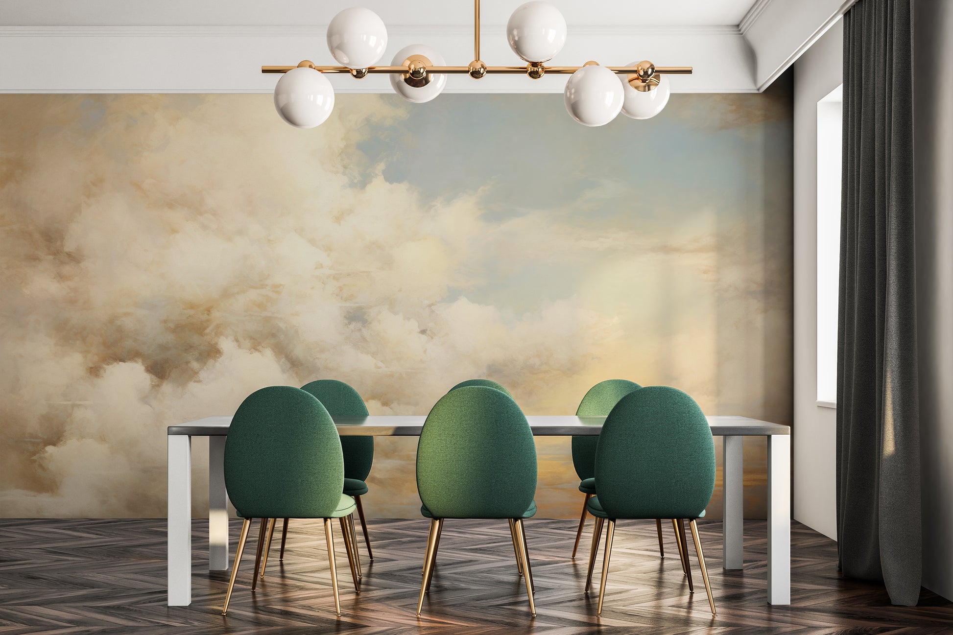 Fototapeta artystyczna o nazwie ETHEREAL CLOUDSCAPE HORIZON pokazana w aranżacji wnętrza.
