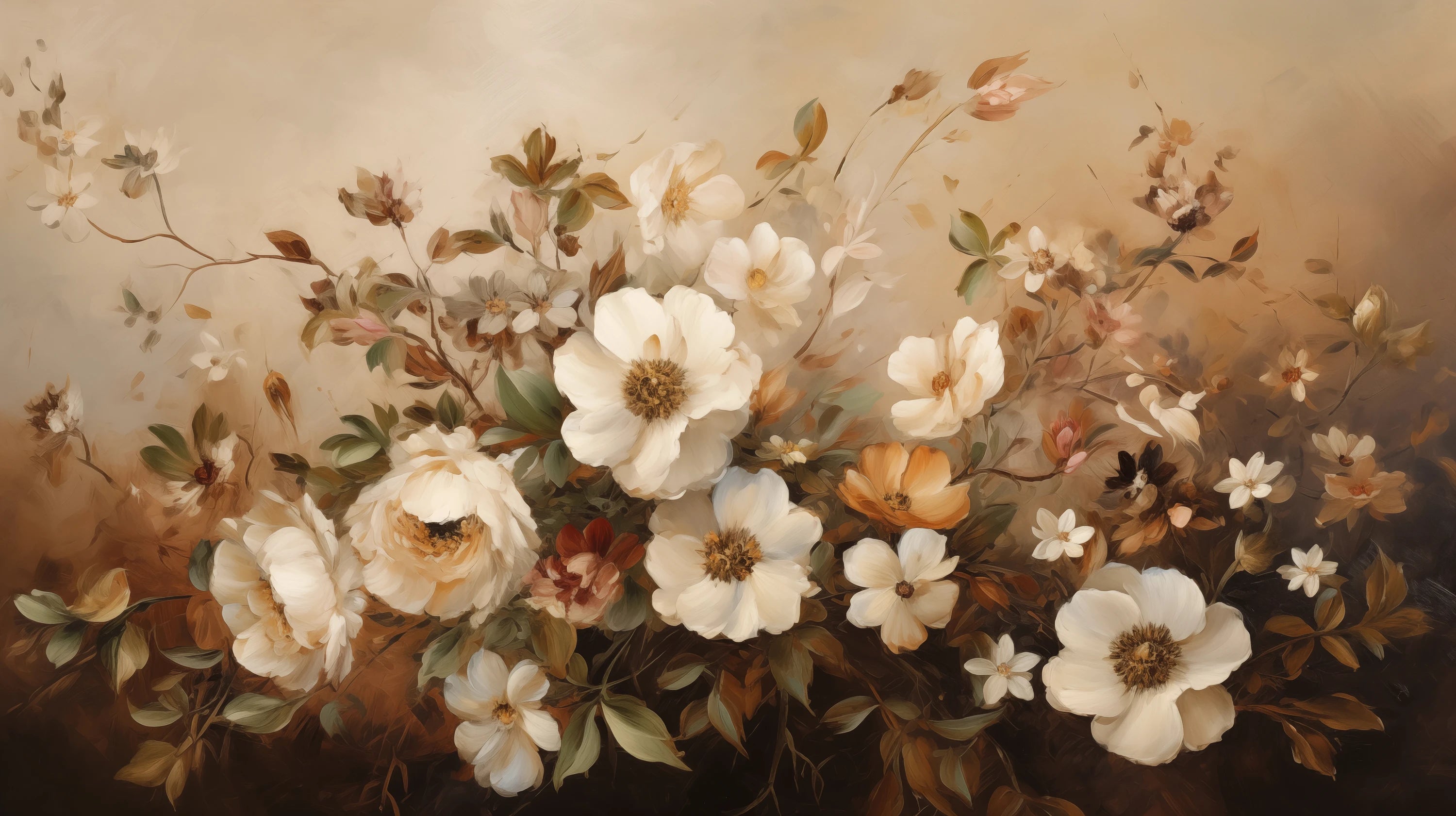 Mustervorschau: Prezentacja całego wzoru fototapety o nazwie Gentle Floral Whisper
