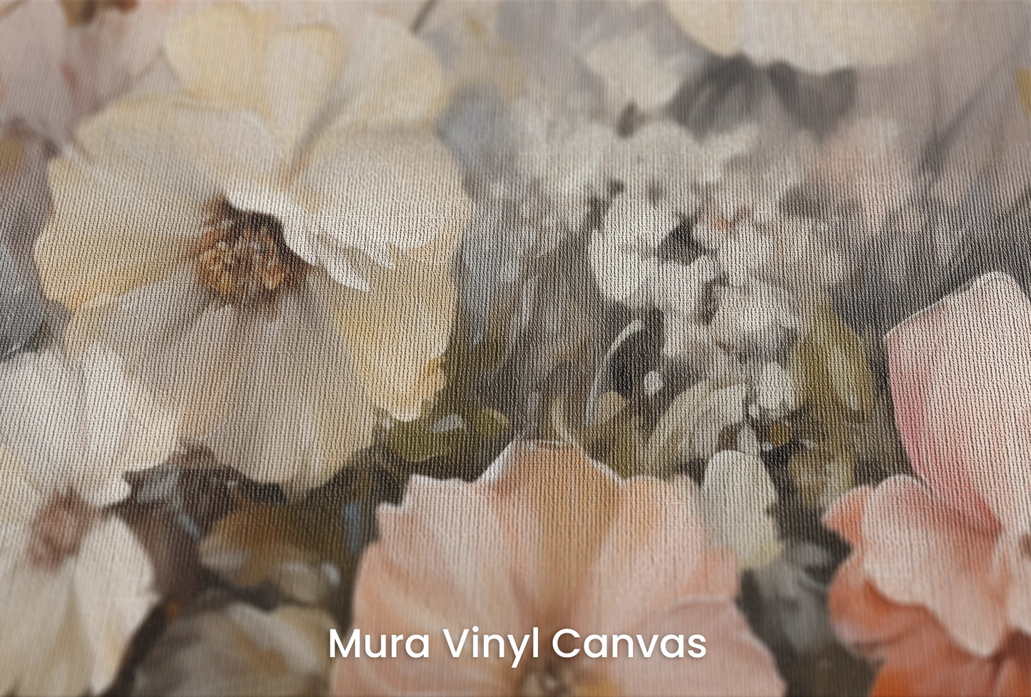 Zbliżenie na artystyczną fototapetę o nazwie Ethereal Floral Blend na podłożu Mura Vinyl Canvas - faktura naturalnego płótna.