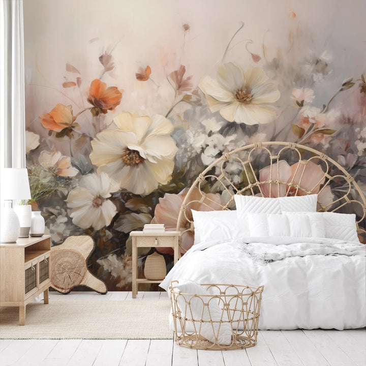 Fototapeta malowana o nazwie Ethereal Floral Blend pokazana w aranżacji wnętrza.