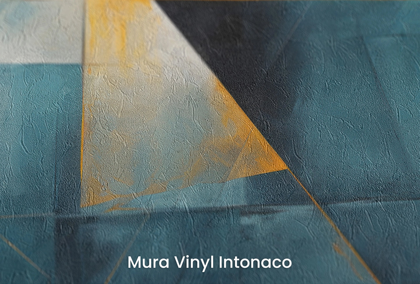 Zbliżenie na artystyczną fototapetę o nazwie Geometric Contrast na podłożu Mura Vinyl Intonaco - struktura tartego tynku.