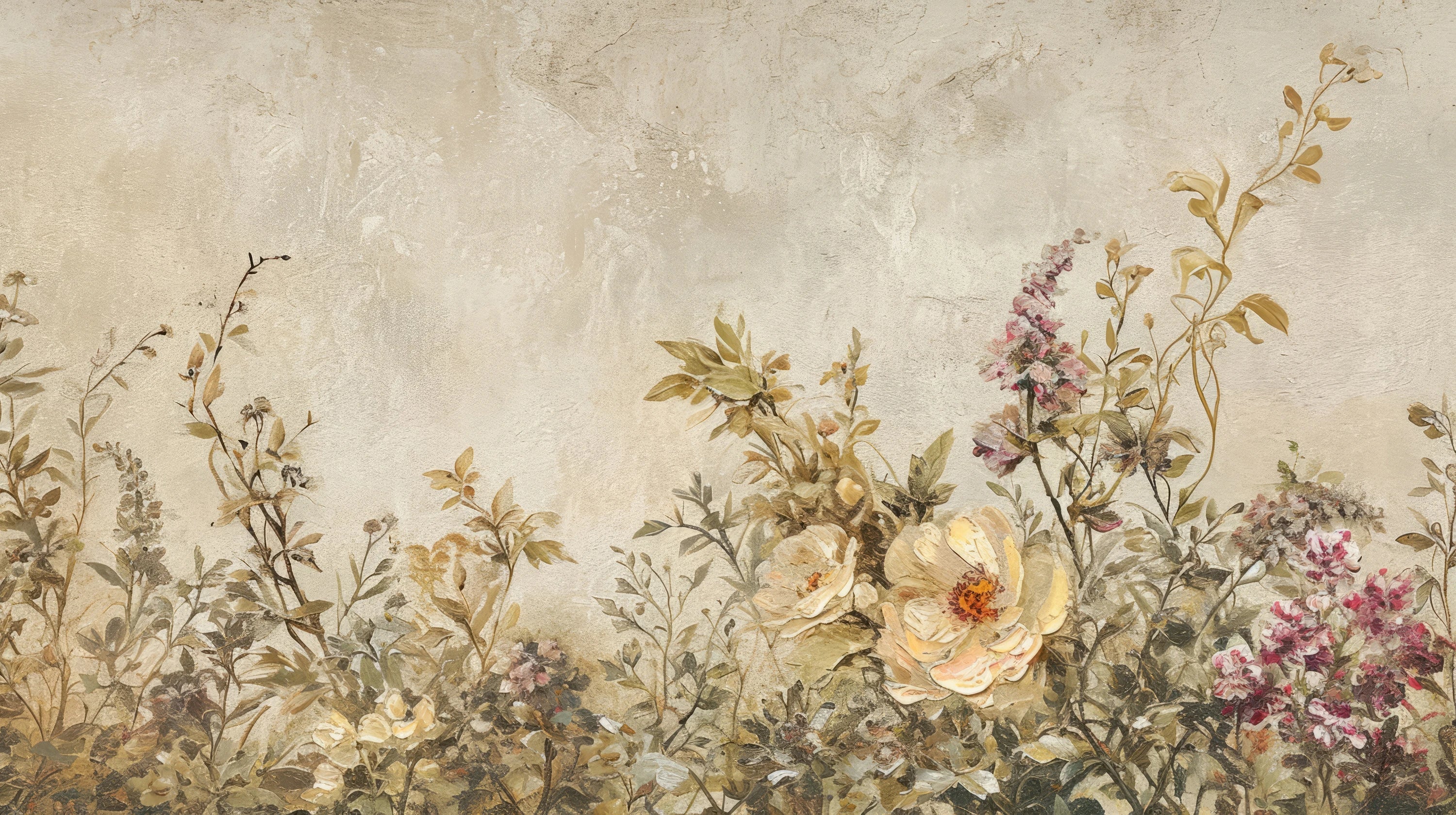 Mustervorschau: Prezentacja całego wzoru fototapety o nazwie Aged Floral Fresco