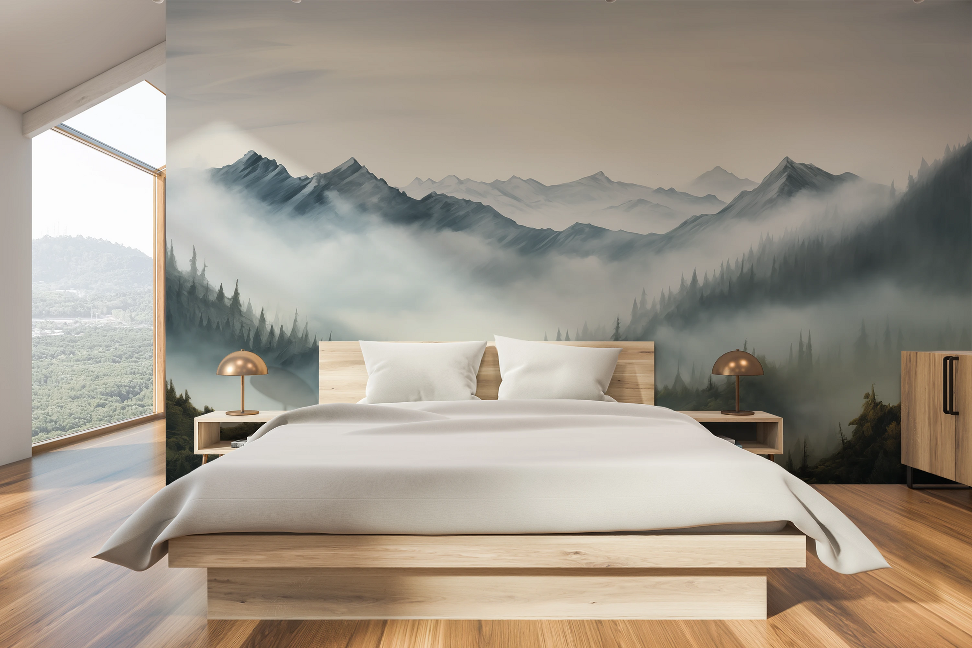 Fototapeta malowana o nazwie Tranquil Dawn pokazana w aranżacji wnętrza.