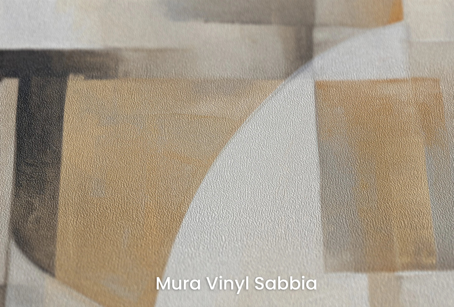 Zbliżenie na artystyczną fototapetę o nazwie Soft Geometry #3 na podłożu Mura Vinyl Sabbia struktura grubego ziarna piasku.