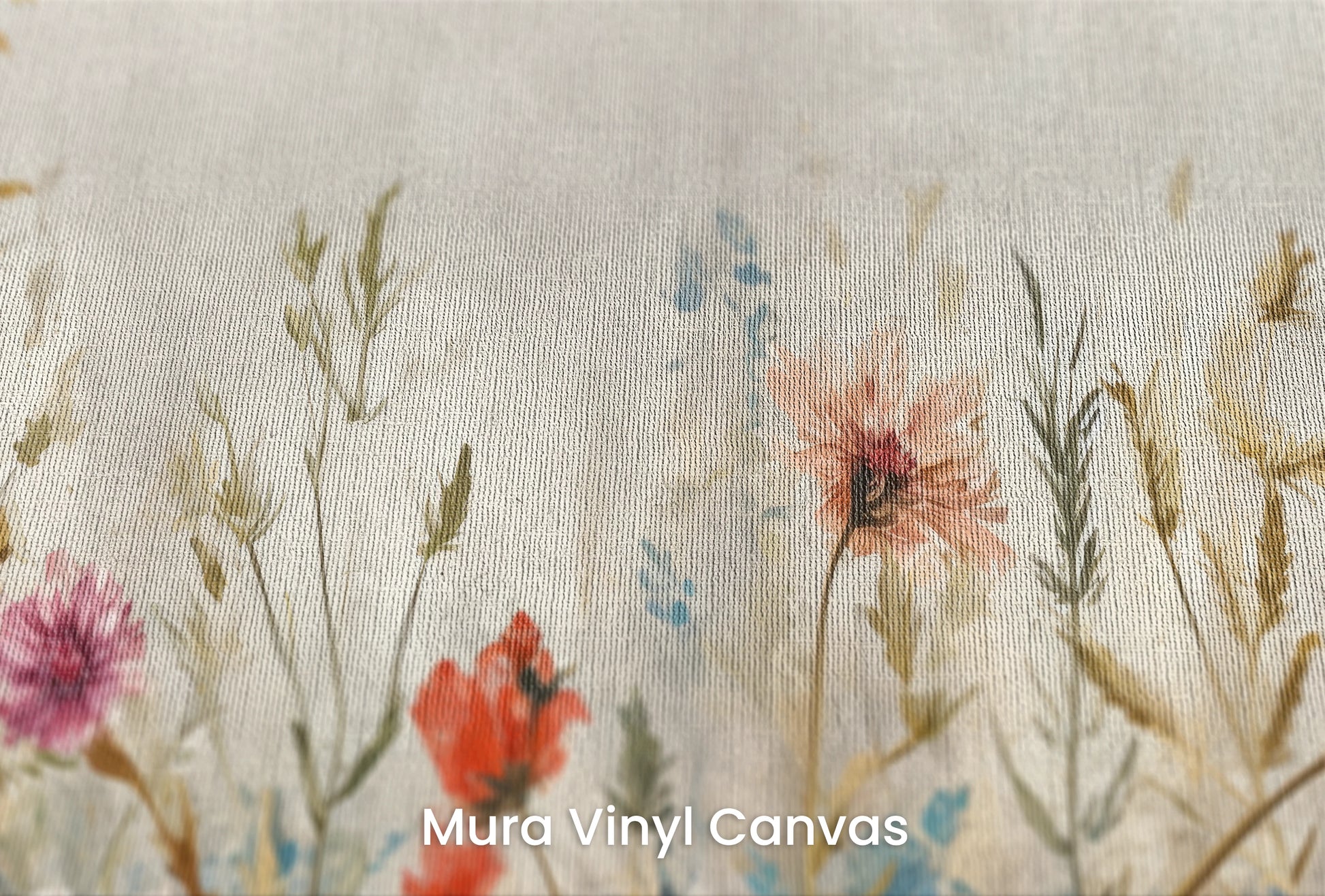 Zbliżenie na artystyczną fototapetę o nazwie Blossoming Elegance na podłożu Mura Vinyl Canvas - faktura naturalnego płótna.