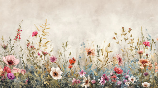 Élégance Florissante - Papier peint floral avec le charme peint d'une prairie sauvage