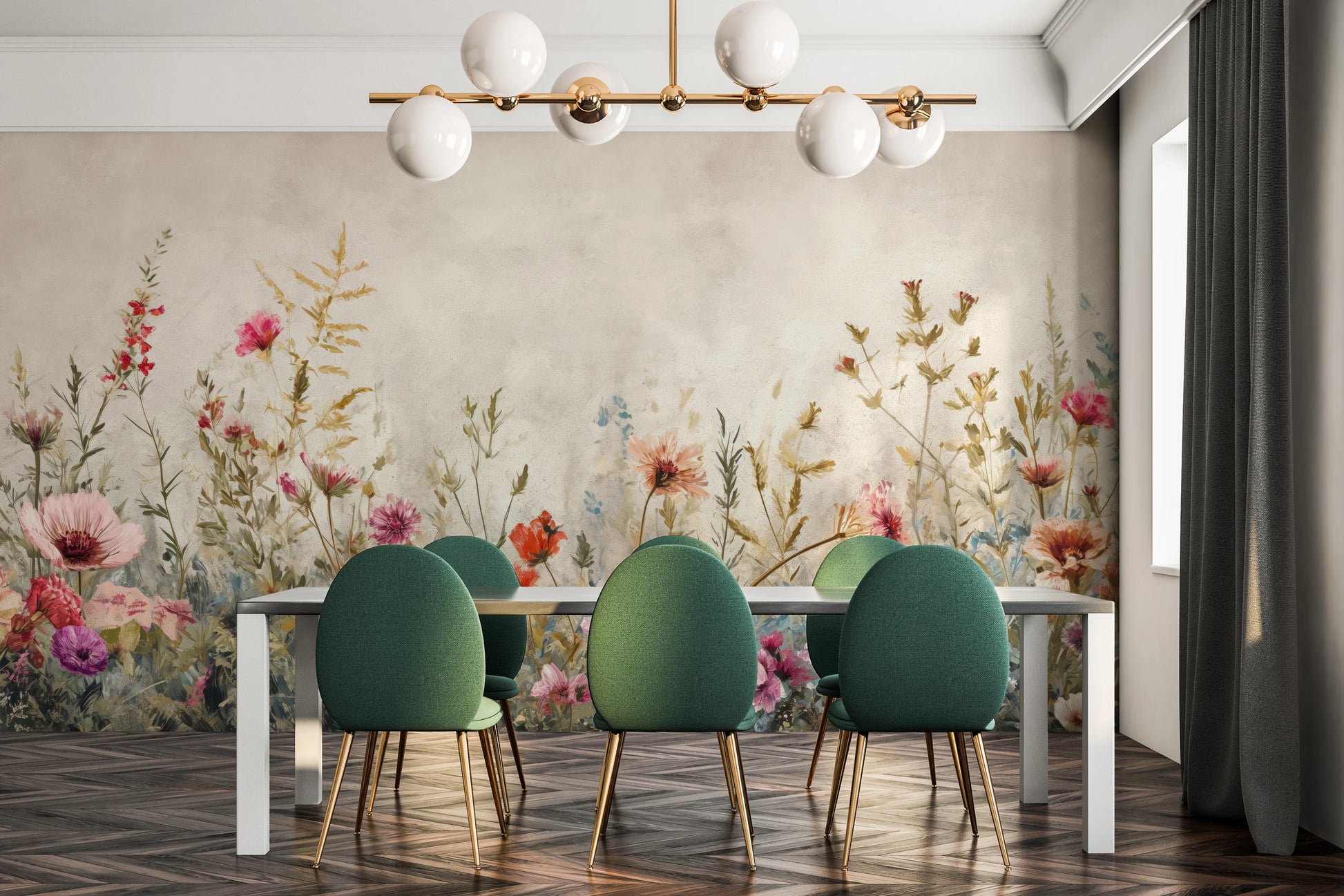 Fototapeta artystyczna o nazwie Blossoming Elegance pokazana w aranżacji wnętrza.