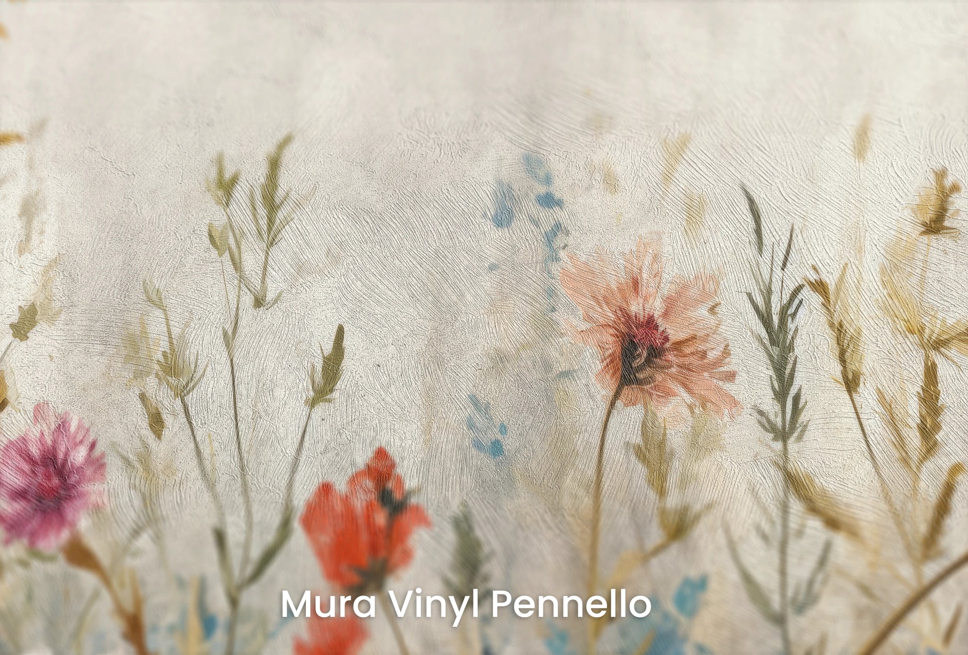 Zbliżenie na artystyczną fototapetę o nazwie Blossoming Elegance na podłożu Mura Vinyl Pennello - faktura pociągnięć pędzla malarskiego.